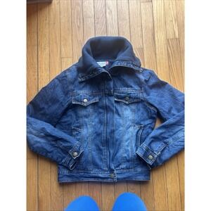 Early 2000s Y2K  Kali Wear Lined Denim Jean Jacket Snap Corduroy Collar MED